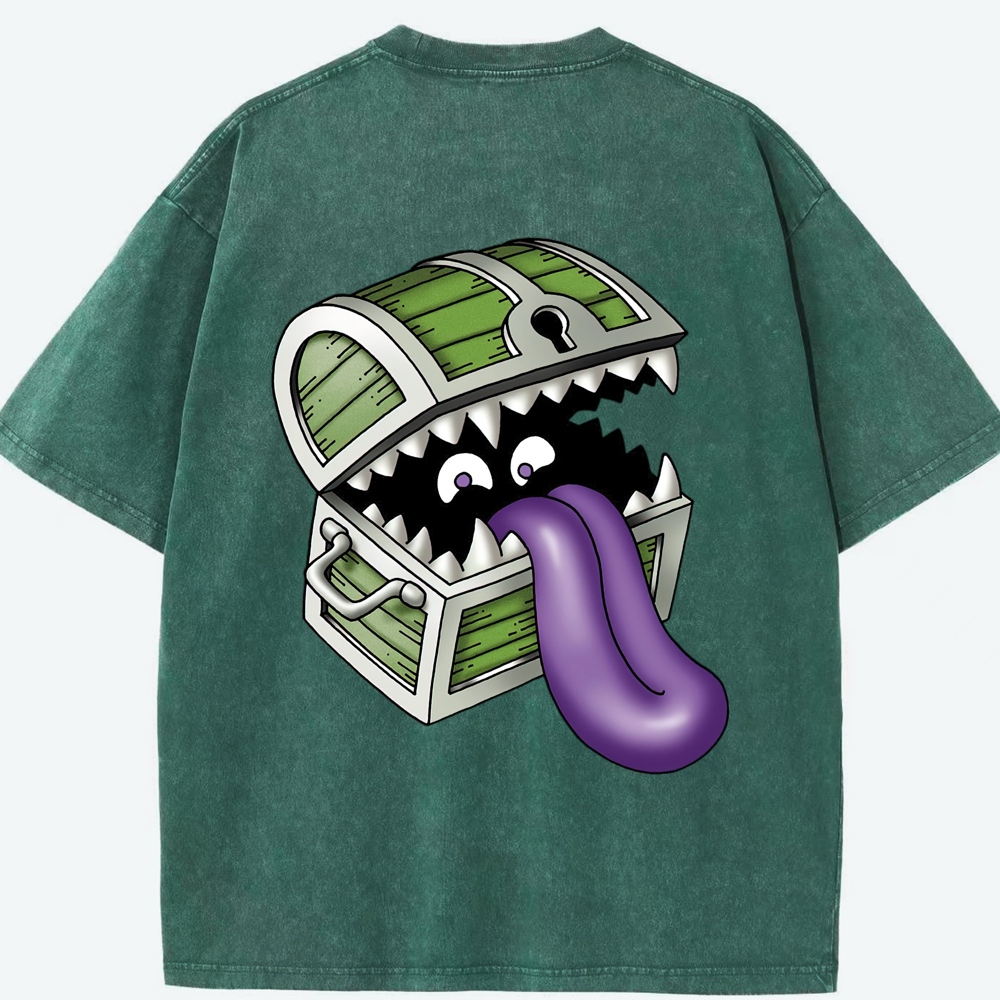 （画像用） ドラゴンクエスト Doragon Kuesuto Dragon Quest 綿100% ヴィンテージ風 半袖Tシャツ（背面プリント）